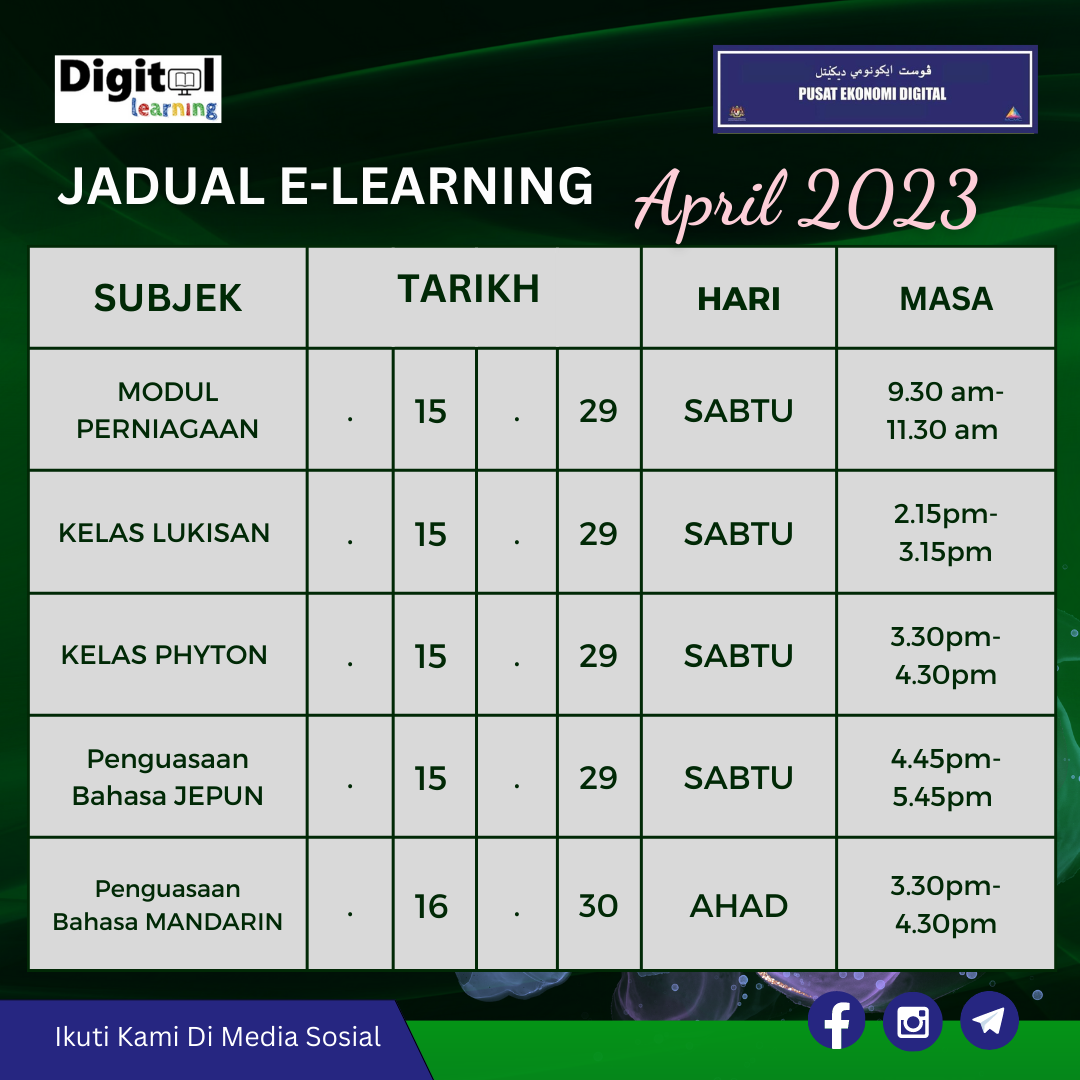 Jadual-E-Learning-April